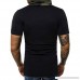 Men's Hooded Camouflage High Collar Short-Sleeved t-Shirt Shirt High Collar Stitching Casual Sports Lapel Short-Sleeved Shirt Black B07NKRD2H7
